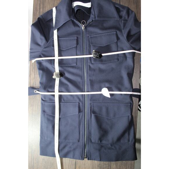 Victoria Victoria Beckham Dark Navy Utility Jacket Zip Closure Belted Size 4 - Picture 7 of 12